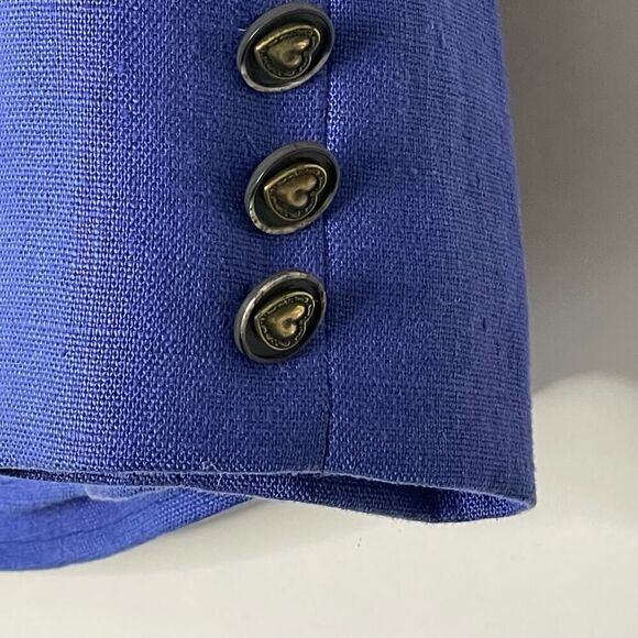 Vintage Geiger Linen Satin Lined Indigo Blue jacket Medium #TT - Picture 5 of 14